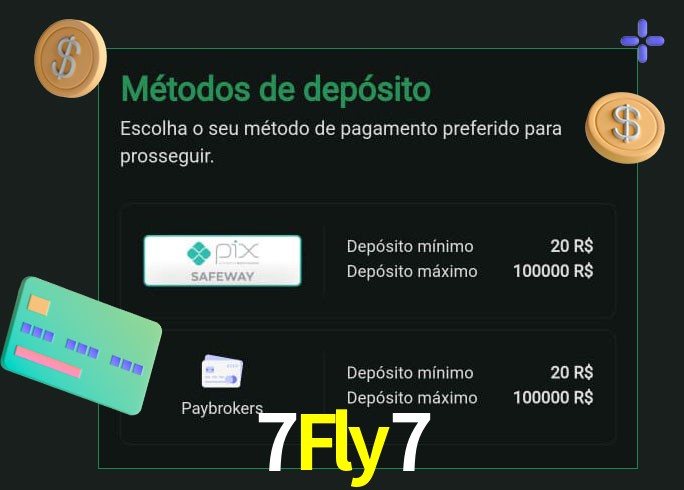 O cassino 7Fly7 oferece uma grande variedade de métodos de pagamento